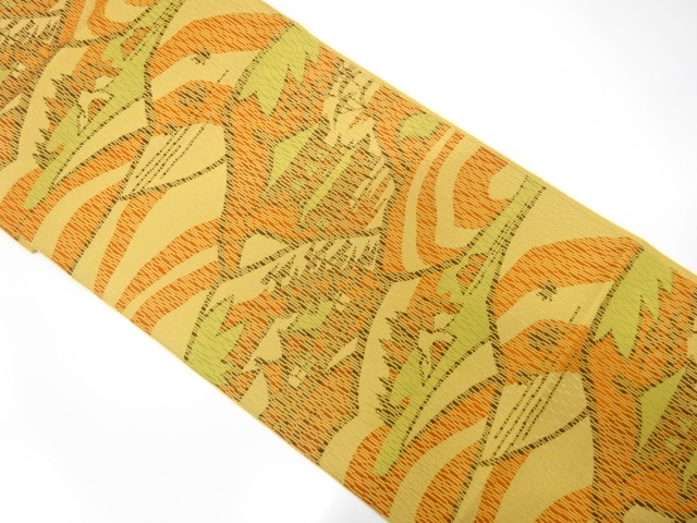 未使用品　田舎風景模様織り出し　名古屋帯